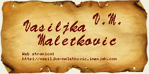Vasiljka Maletković vizit kartica